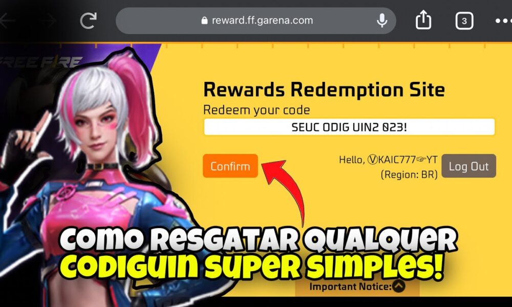 Resgatar codiguin no site rewardff Garena Free Fire - Free Fire Dicas